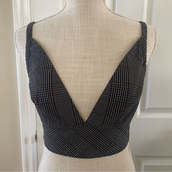 Free People Intimately Plaid V-Neck Cropped Bra Top Size: XS - Picture 5 of 11